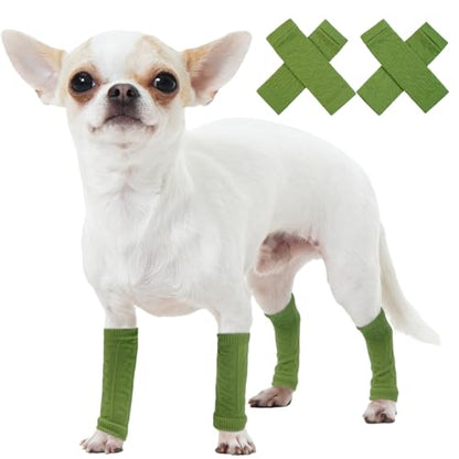 4 PCS Dog Leg Protective Sleeve for Front Rear Legs Prevent Licking - color: Green, size: S-Leg Girth: 2.04in