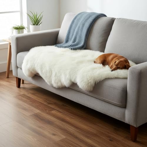 Premium Sheepskin Rug 2X6 Runner for Bedside- Fluffy Throw & Chair Cover - color: Natural (Yellow Undertones), size: 2' x 6' (Natural)