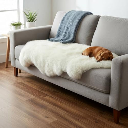 Premium Sheepskin Rug 2X6 Runner for Bedside- Fluffy Throw & Chair Cover - color: Natural (Yellow Undertones), size: 2' x 6' (Natural)