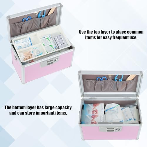 xydstay Medicine Lock Box, 12.2" x 7.9" x 7.5", Pink - size: 12.2x7.9x8.2 Inch (Pack of 1)