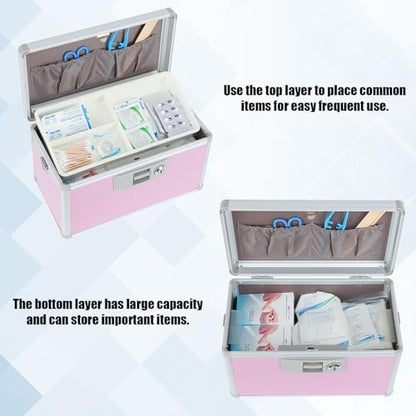xydstay Medicine Lock Box, 12.2" x 7.9" x 7.5", Pink - size: 12.2x7.9x8.2 Inch (Pack of 1)