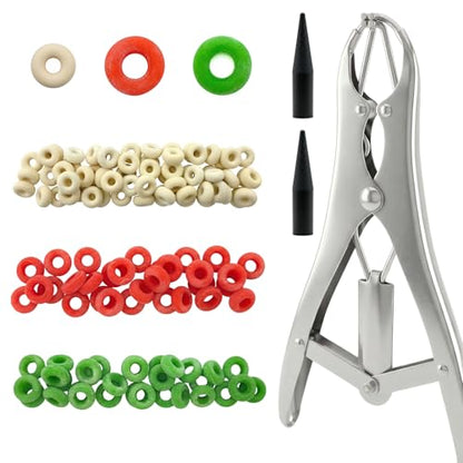 Goat Banding Kit, Livestock Castration Bander with Stainless Steel Expander Pliers, 120Pcs 2 Sizes Castrator Rings and Ring Installation Tool for Goats, Lambs, Calves, Sheep, Piglets - style: Pliers，60-S, 60-M