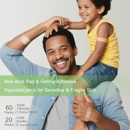 NeuHeils Silicone Bandages for Sensitive Skin Assorted Sizes, 80 Pack - size: Mix Sizes (80 Packs)