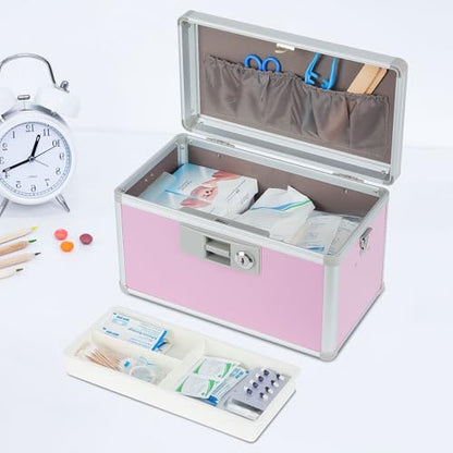 xydstay Medicine Lock Box, 12.2" x 7.9" x 7.5", Pink - size: 12.2x7.9x8.2 Inch (Pack of 1)