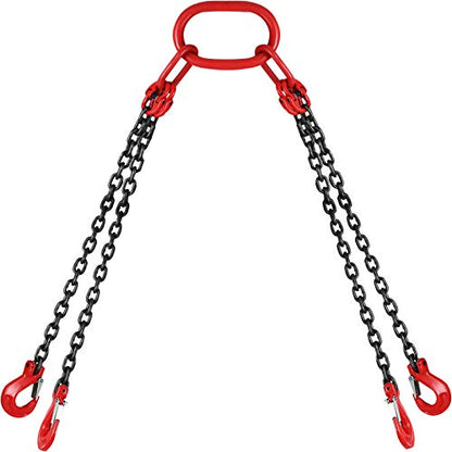 VEVOR Chain Sling 5/16 Inch X 5 Ft Chain Sling for Engine Hoist G80 Alloy Steel Lifting Sling Chains 3 Ton with 4 Leg Grab Hooks - size: 5/16 Inch x 5 FT