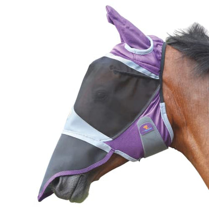 Shires Fly Guard Deluxe Fly Mask with Ears & Nose (Purple, Pony)