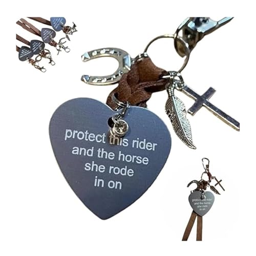 Protect This Rider and The Horse She Rode in On-Saddle Charm, Saddle Heart Charm, Equestrian Riding Gift,Horse Lovers Gifts - color: she
