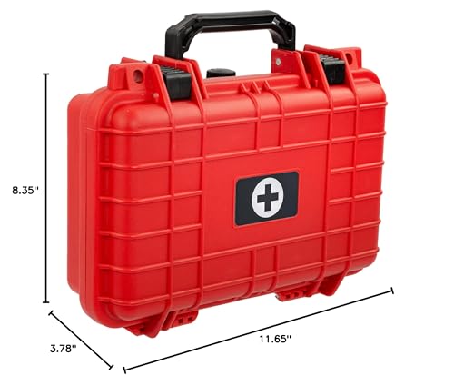 Eylar Medium 11.6 Inch Hard Protective Medical Case EMT First Responder and First Aid Service Storage Box, Waterproof, Dustproof, Shockproof with Foam (Red) - color: Red