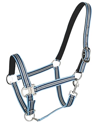 TuffRider Adjustable Nylon Breakaway Halter-Padded Crown & Nickel Hardware- Lt. Blue/Navy/Gray- C - color: LT BLUE/NAVY/GRAY, size: Cob