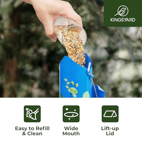 Kingsyard Metal Bird Feeders for Outdoors Hanging, Tube Bird Feeder - color: Blue