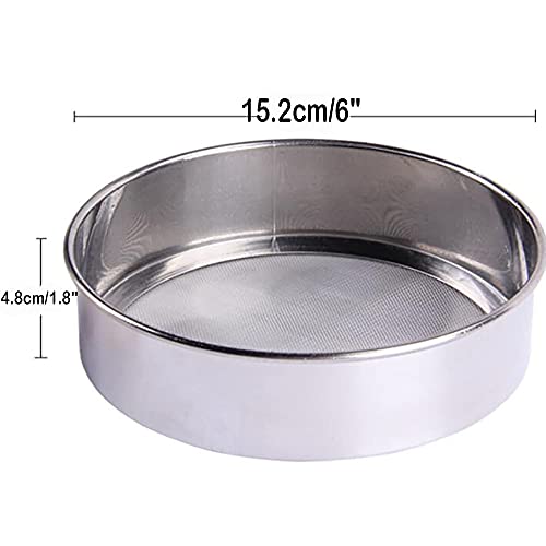 LOVEDAY 6 Inch Stainless Steel Round Flour Sieve with 40 Mesh (18/8 Steel) - color: 40 mesh