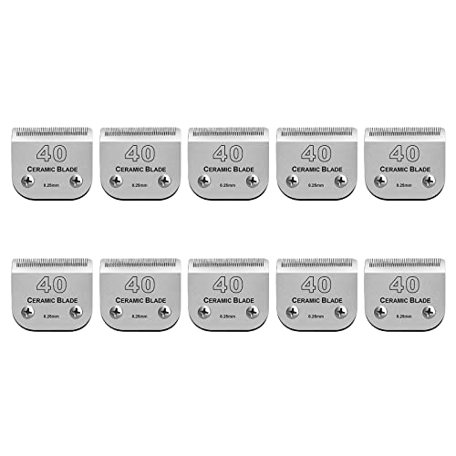 Dog Grooming Ceramic Blade Sets,Compatible with Andis/Oster A5,Wahl KM10 - color: 40# (10 Pack)