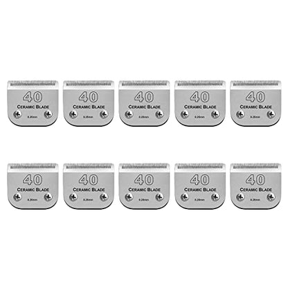 Dog Grooming Ceramic Blade Sets,Compatible with Andis/Oster A5,Wahl KM10 - color: 40# (10 Pack)
