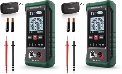 TM-510 Digital Multimeter, 4000 Counts, Smart Measurement, Auto-Ranging Voltmeter; Voltage Tester with Non-Contact Voltage Function, Measures AC/DC Voltage, Resistance, Continuity – Green (Pack of 2) - size: TM-510 Auto Multimeter (Pack of 2)