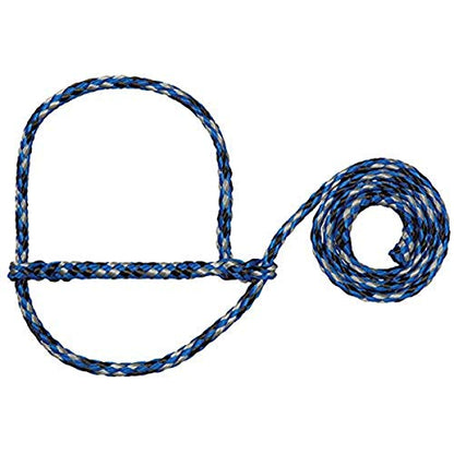 Weaver Livestock Poly Rope Sheep Halter, Modern Style Braid Sheep and Goat Rope Halter, Adjustable Lamb Halter Lead, Livestock Sheep Showing Supplies - color: Blue/Black/Gray