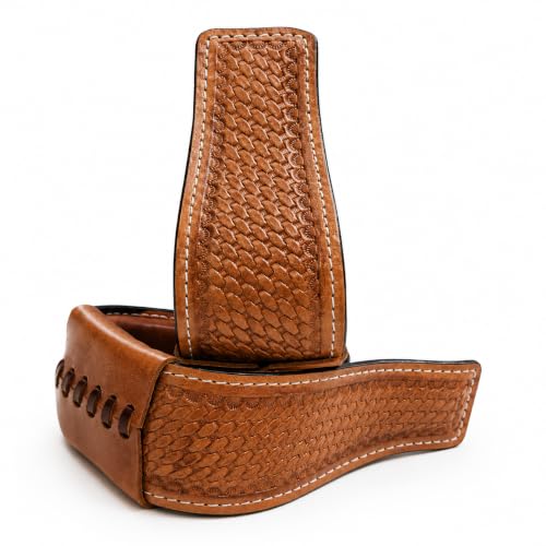 Western Saddle Stirrups with Basket Weave Tooled Leather | Tooled Leather, Western Style , Saddle Stirrup
