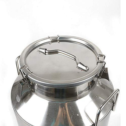 Milk Can with Sealed Lid, Stainless Steel Milk Transport Cans Wine Pail Bucket Tote Jug Pot Oil Liquid Storage Barrel with 2 Handles Sealed Silicone Anti-Leak Ring Lock Belt 60L 15.85 Gallon - color: 60l