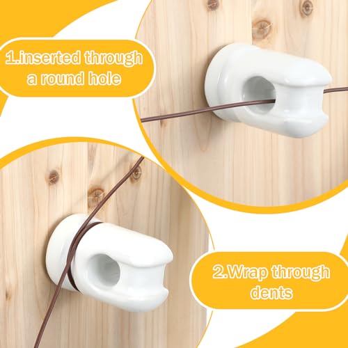 Blulu 12 Pcs Electric Fence Insulators Porcelain Heavy Duty Ceramic 1.8''