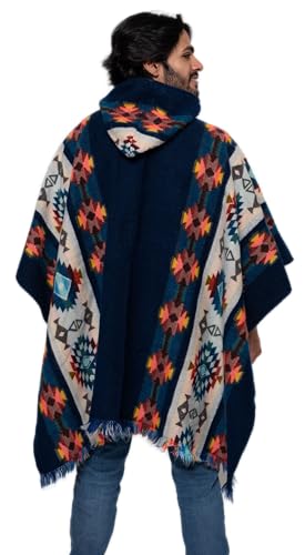Alpaca Land, Handmade Ecuadorean Alpaca Wool Ponchos - color: Blue Ambato
