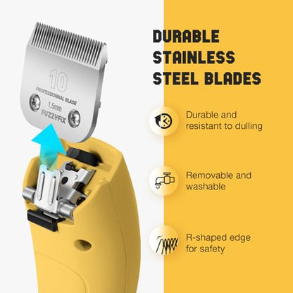 Professional Dog Grooming Clippers 2-Speed Detachable 10# Blade - color: Citrus Yellow