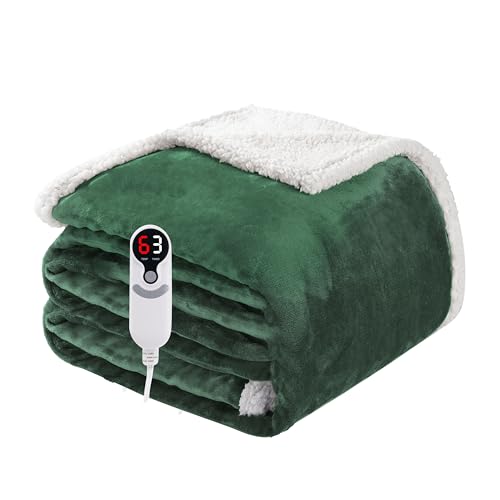 Soypipo Electric Heated Blanket 72"x84", 9 Heat Settings 10-Hour Auto-Off - color: 08-dark Green, size: Full 72"x84"
