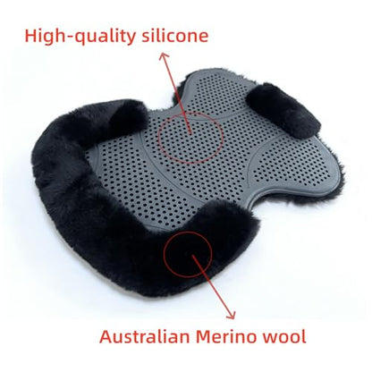 Wool &Silicone Saddle Pad, Comfortable and Breathable Wool Gel Equestrian Riding Saddle Pad, Anti-Slip with Double Shock Absorption, Universal English/Western Riding Saddle Pad - color: Black