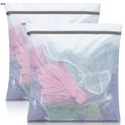 Extra Large Mesh Laundry Bags for Delicates,30"x30" Laundry Bags Mesh Wash Bags for Washing Machine, Delicate Laundry Bag, Travel Clothing Storage Bags for Cruise, Camping, College (2 Pack) - size: 2XX-Large(2Pcs)