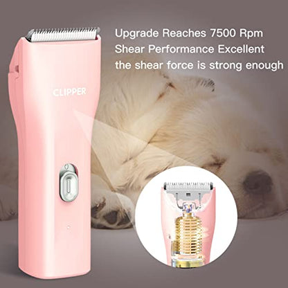 Dog Cat Home Hair Waterproof Clipper Portable Pet Shaver - color: L006-pink