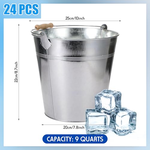 Didaey 24 Pcs Galvanized Metal Beer Buckets, Handle,Silver - color: Silver