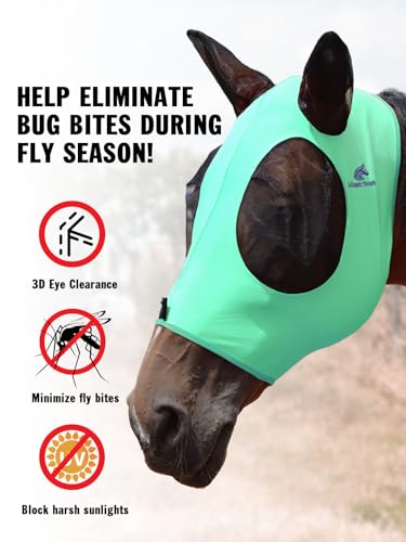 Mask Tech 5 Pieces Horse Fly Masks with Ears, Stretchy Elastic Mesh Fly Masks, 3D Eye Clearance, UV Protection-Large,Combo 27 - color: Combo 27, size: Large
