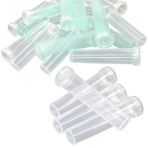 Plastic Stem Water Tubes, Clear+Green, 50Pcs, 2.8 Inches - color: Clear + Grren