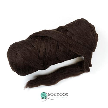Natural Wool Bulk roving Yarn, 2 lb. Best Wool Spinning,Giant arm Knitting, Felting, Chunky Blankets Tapestry thow XXL Plaid un-Dyed. (Dark Chocolate, 2 lb) - color: Dark Chocolate, size: 2 lb