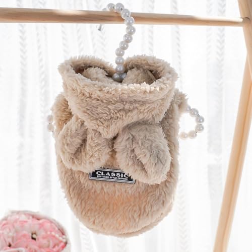Selena Cat Bunny Ears Costume Cute Dog Kitten Hoodies Sweater Rabbit Ears Puppy Pet Apparel (Small,Beige) - color: Beige, size: Small