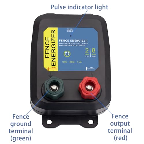 Electric Fence Energizer Plus 250,Electric Fence Charger and 17 Gauge Spool Aluminum Wire PE2 0.10 Joule,Livestock Fence Chargers for Containing Pets and Keeping Out Small Nuisance Animals - color: 0.10 Joule With accessories