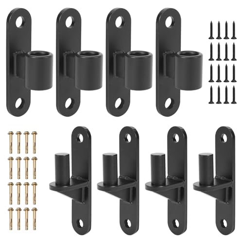 Wall Mount Gate Hinges, 4 Pairs Heavy Duty Fence Gate Hinges 5/8'' Pin Fence Post Hinge Set for Wooden or Concrete Fence Gate (Black, Screws Included) - color: Black-4 Pairs