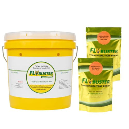 Flybuster Fly Trap | Outdoor Device for Catching Flies | 10-Liter Commercial Size | Comes with One Flytrap and 2 Bait Packets | 2,000,000 Fly Capacity | Non-Toxic | Child & Pet Safe - size: Commercial (1-Pack)