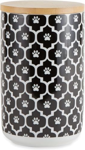 Bone Dry Lattice Collection Pet Bowl & Canister, Treat Canister, 4x6.5 inches, Black (Pack of 6) - color: Black, size: Treat Canister, 4 x 6.5 in (Pack of 6)