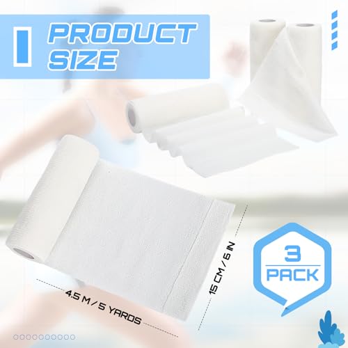 Nuanchu 3 Pcs Self Adhesive Cohesive Wrap Bandage 6inch x 5yard, White - color: White
