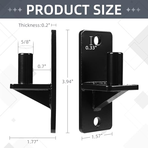 Wall Mount Gate Hinges, Black Farm Gate Hinge, 2 Pack Chain Link Fence Gate Hinge with 5/8 Hinge Pin (Screws Included), Heavy Duty Gate Hinges for Metal Gates Wooden Fences… - color: Black-2PCS