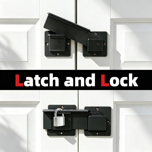 BURMONG 9" Reversible Door Latch with Padlock Hole,Heavy Duty 4mm Aluminum Alloy Adjustable Door Latch for Sliding and Swing Doors, Garages, Sheds, Barn Doors, Wooden Fences, Outdoor Gates