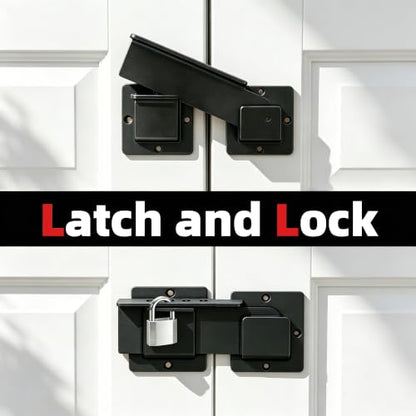 BURMONG 9" Reversible Door Latch with Padlock Hole,Heavy Duty 4mm Aluminum Alloy Adjustable Door Latch for Sliding and Swing Doors, Garages, Sheds, Barn Doors, Wooden Fences, Outdoor Gates