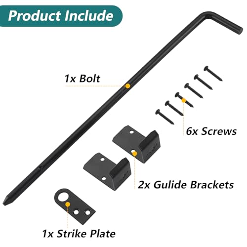 HOME MASTER HARDWARE 18" Cane Bolt, Heavy Duty Gate Drop Rod, Cane Bolts for Gates, Fence Gate Hardware, Metal Gates Doors Stopper for Gate Ground, Black