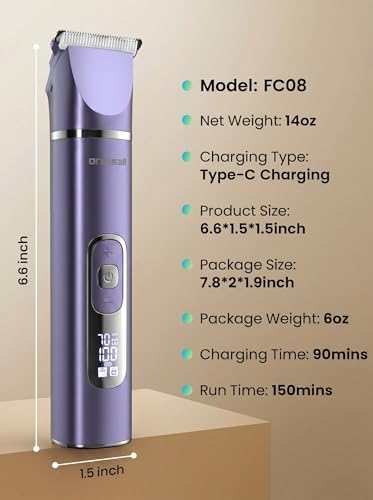 oneisall 4 in 1 Dog Grooming Kit with LCD Display Purple - color: Purple