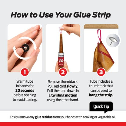 Fly Strips for Gnats, Fruit Flies & House Flies – Extra Sticky Fly Paper – Indoor Sticky Hanging Fly Tape for Home & Kitchen – Non-Toxic Fly Ribbon Rolls with Pins – 12 Pack
