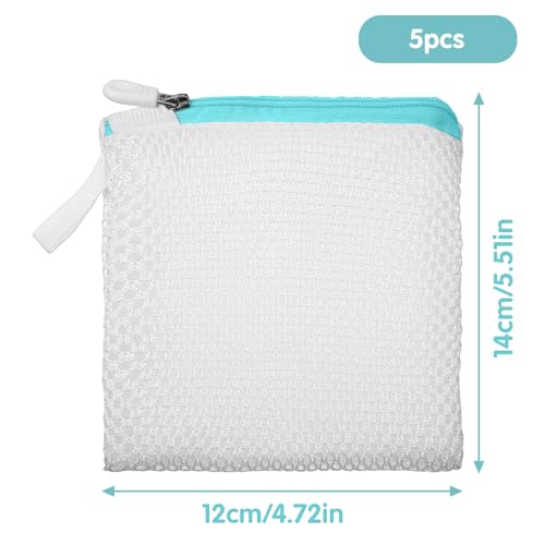 5 Pcs Small Mesh Laundry Bag Mini Lingerie Bags 5.5 x 4.7 Inch for Washing Delicates With Zipper for Socks, Bra, Underwear, Travel Clothing Storage