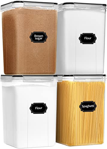 4pcs Large Tall Airtight Food Storage Containers with Lids - 6.5L / 5.9qt - size: 6.5 l