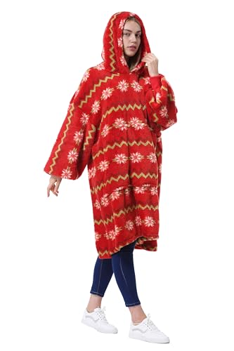 Catalonia Oversized Blanket Hoodie, Wearable Fleece Blanket Sweatshirt - color: Mistletoe / Plush