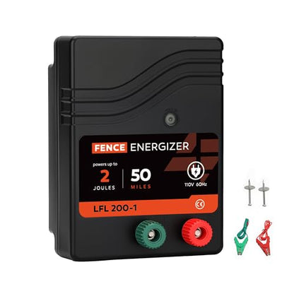 Electric Fence Charger, Electric Fence Energizer 2 Joule Plug-in Ac Powered - size: LFL200-1