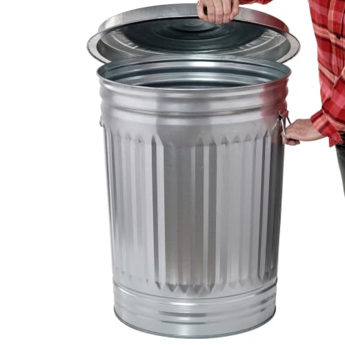 Steel Trash Can 31-Gallon with Tight LidDry Storage Bin for Yard, Pet Food & Farm Use