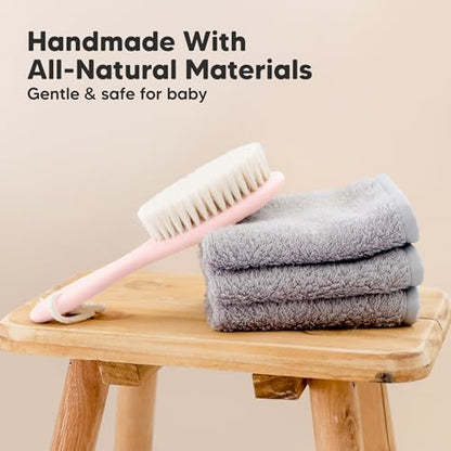 Wooden Baby Hair Brush for Toddler, Infant Cradle Cap (Blush, Regular) - color: Blush, size: Oval, Regular 7"